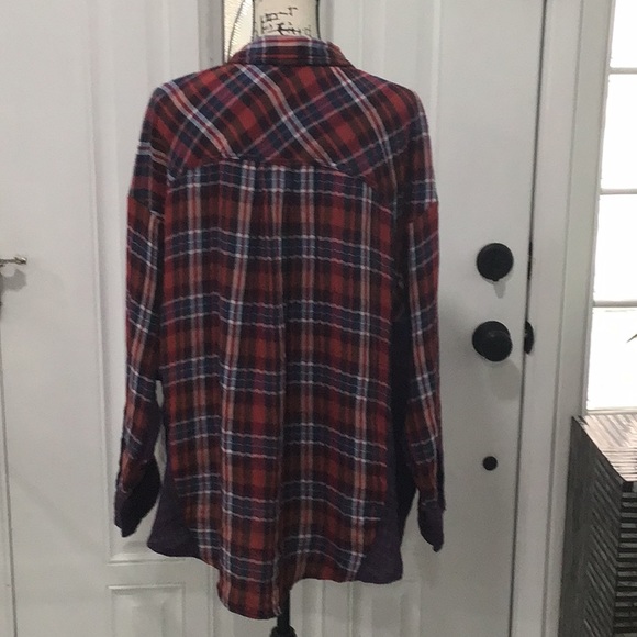 Free People Plaid Oversized Button Down Shirt - Size L - Picture 9 of 16